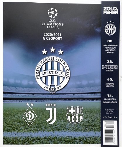 UEFA Champions League 2020/2021 Ferencvaros TC. Green-Whites Magazine  (November 2020)
